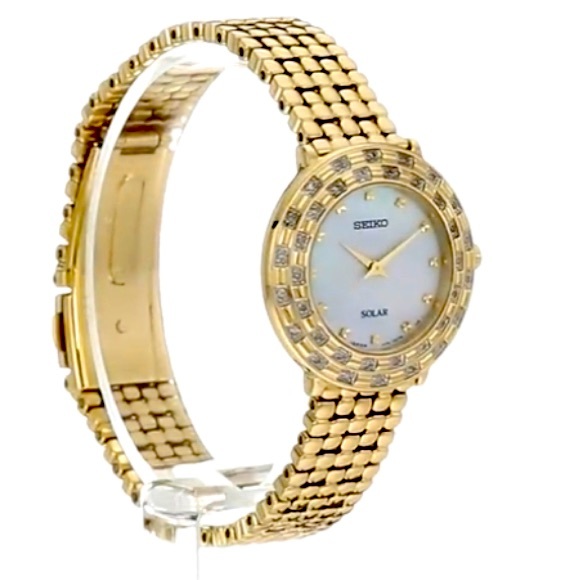 Seiko Women's TRESSIA Japanese-Quartz Watch with Gold-Tone-Stainless-Steel Strap - Picture 5 of 8